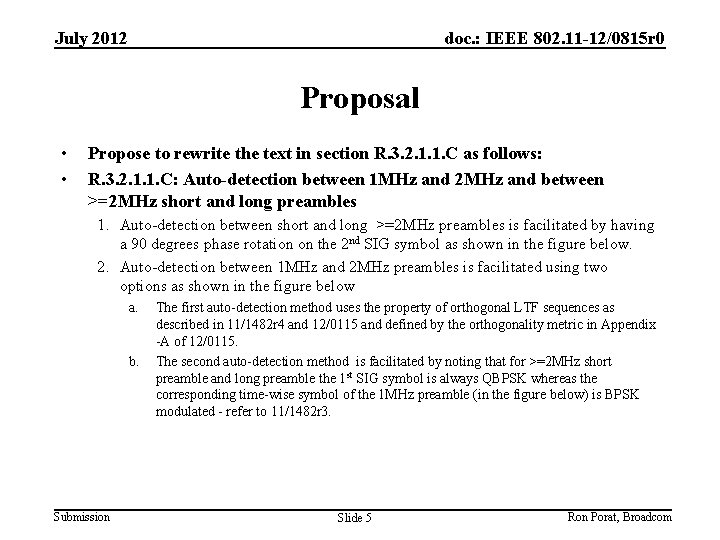 July 2012 doc. : IEEE 802. 11 -12/0815 r 0 Proposal • • Propose
