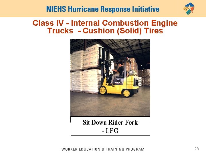 Class IV - Internal Combustion Engine Trucks - Cushion (Solid) Tires 28 