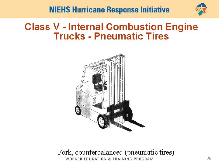 Class V - Internal Combustion Engine Trucks - Pneumatic Tires Fork, counterbalanced (pneumatic tires)
