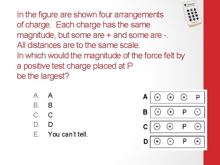 In the figure are shown four arrangements of charge. Each charge has the same