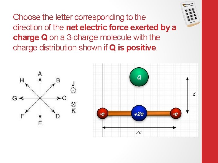 Choose the letter corresponding to the direction of the net electric force exerted by