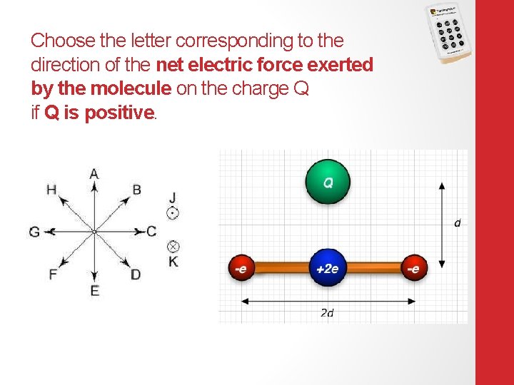 Choose the letter corresponding to the direction of the net electric force exerted by