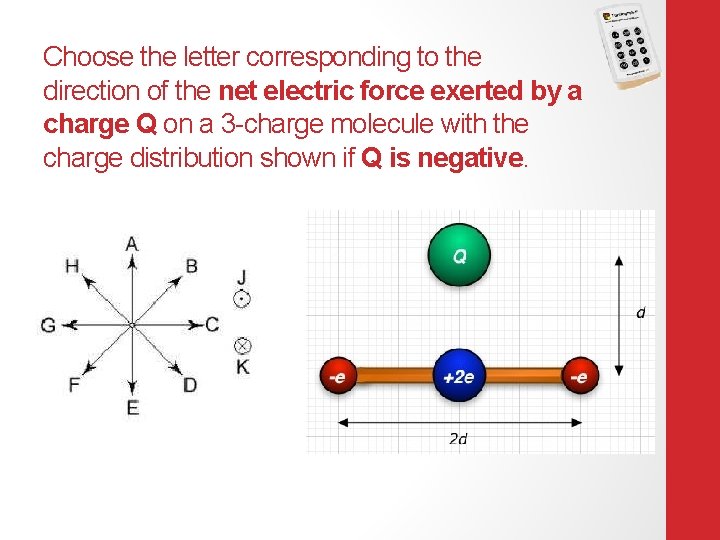 Choose the letter corresponding to the direction of the net electric force exerted by