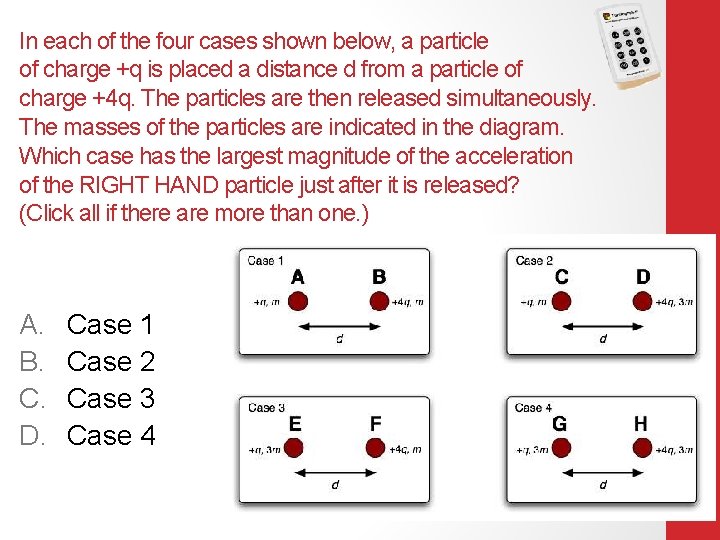 In each of the four cases shown below, a particle of charge +q is