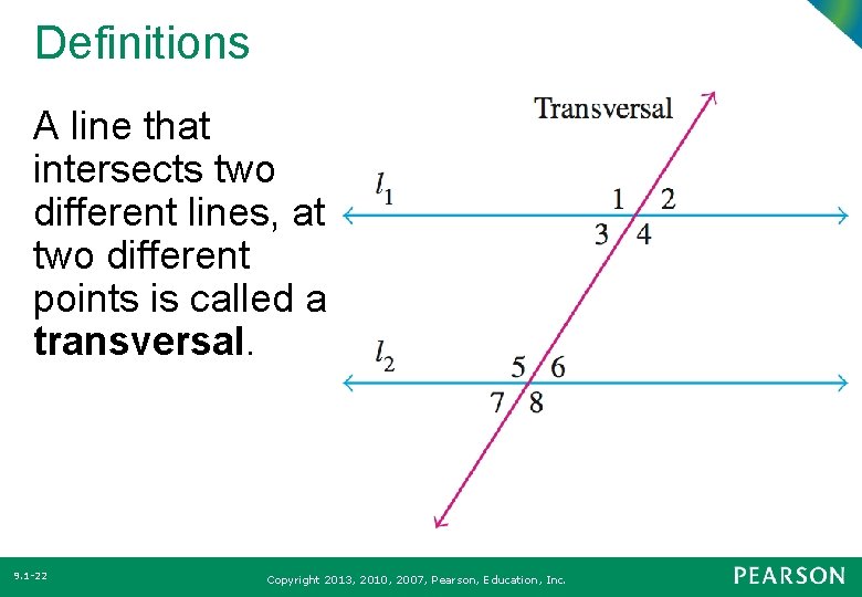 Definitions A line that intersects two different lines, at two different points is called