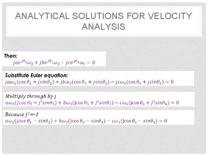 ANALYTICAL SOLUTIONS FOR VELOCITY ANALYSIS 