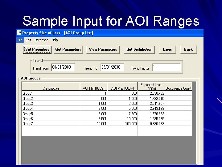 Sample Input for AOI Ranges 
