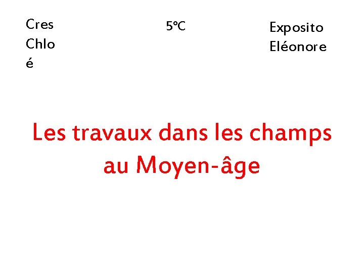 Cres Chlo é 5°C Exposito Eléonore Les travaux dans les champs au Moyen-âge 