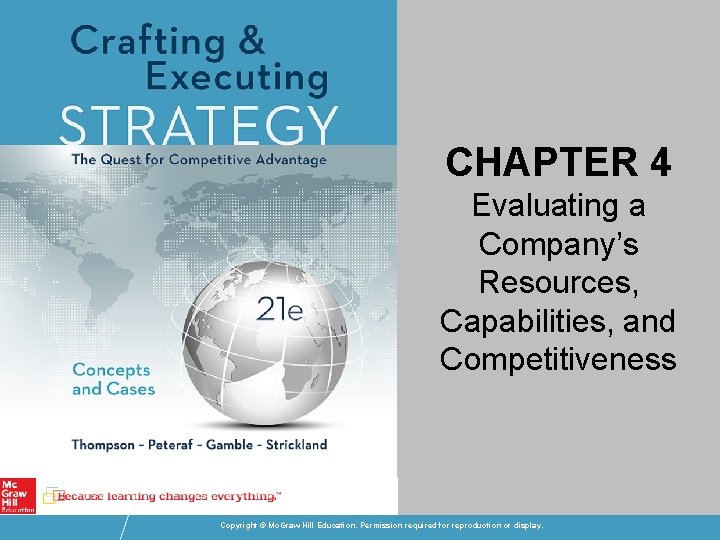 CHAPTER 4 Evaluating a Company’s Resources, Capabilities, and Competitiveness Copyright © Mc. Graw-Hill Education.