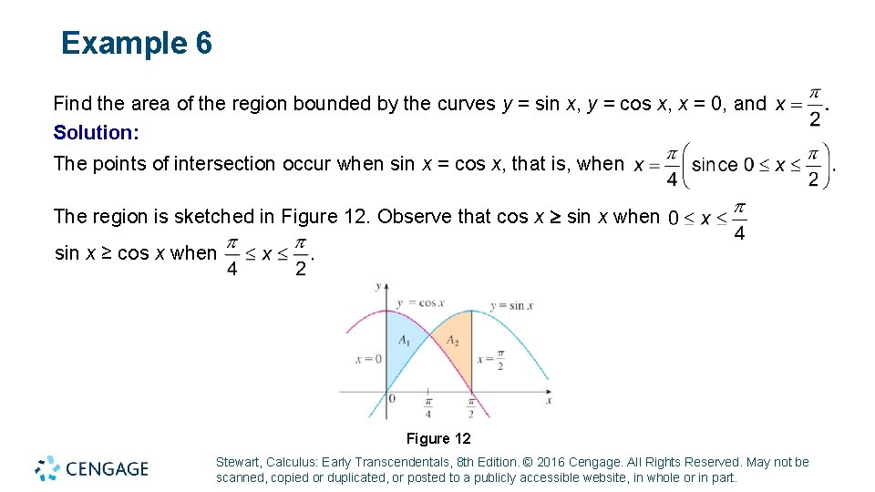 Example 6 Find the area of the region bounded by the curves y =