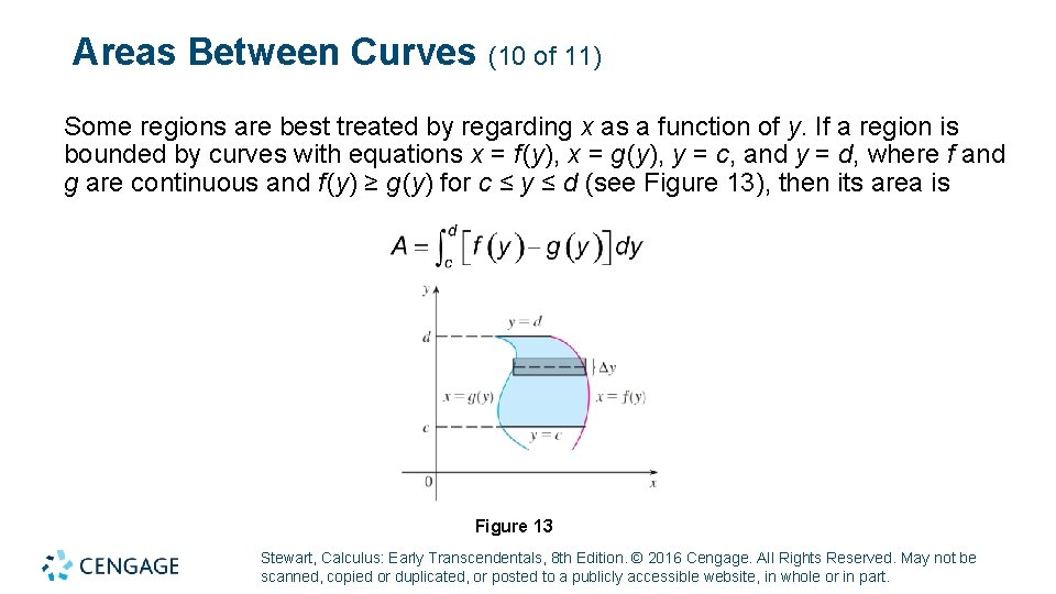 Areas Between Curves (10 of 11) Some regions are best treated by regarding x