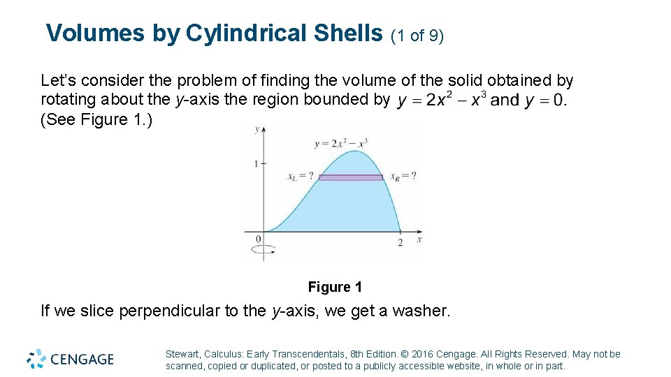 Volumes by Cylindrical Shells (1 of 9) Let’s consider the problem of finding the