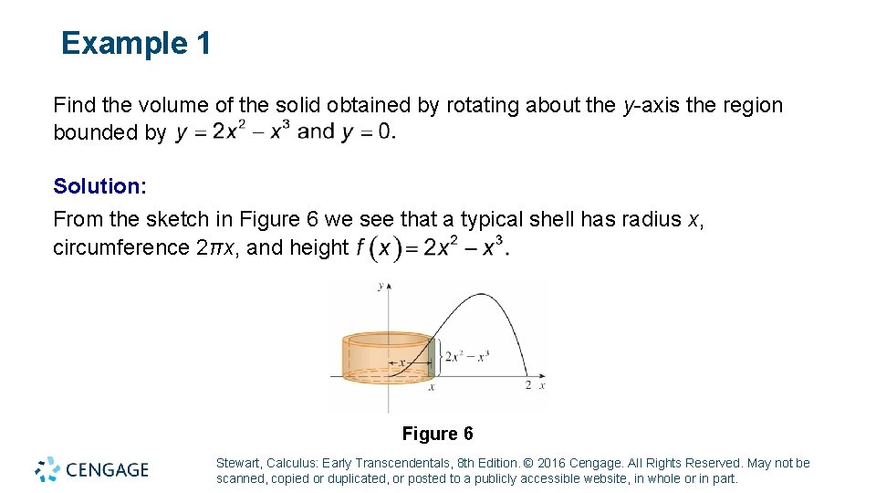 Example 1 Find the volume of the solid obtained by rotating about the y-axis