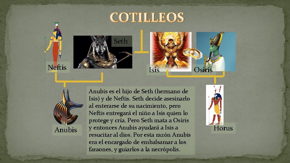 COTILLEOS Seth Neftis Anubis Isis Anubis es el hijo de Seth (hermano de Isis) COTILLEOS Seth Neftis Anubis Isis Anubis es el hijo de Seth (hermano de Isis)
