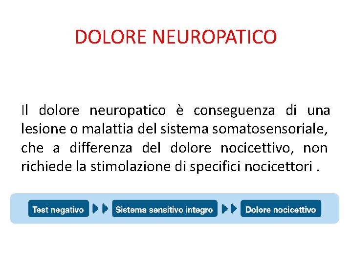 DOLORE NEUROPATICO Il dolore neuropatico è conseguenza di una lesione o malattia del sistema