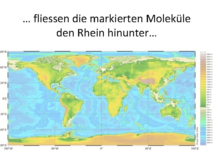 … fliessen die markierten Moleküle den Rhein hinunter… 