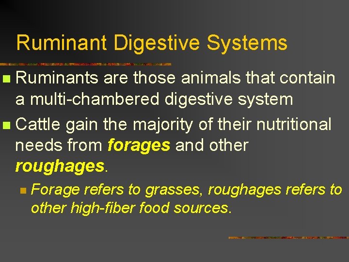 Ruminant Digestive Systems Ruminants are those animals that contain a multi-chambered digestive system n