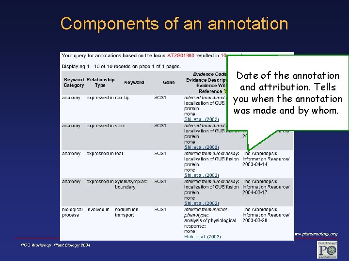 Components of an annotation Date of the annotation and attribution. Tells you when the