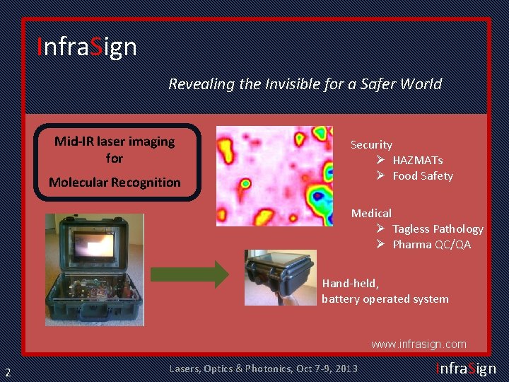 Infra. Sign Revealing the Invisible for a Safer World Mid-IR laser imaging for Molecular