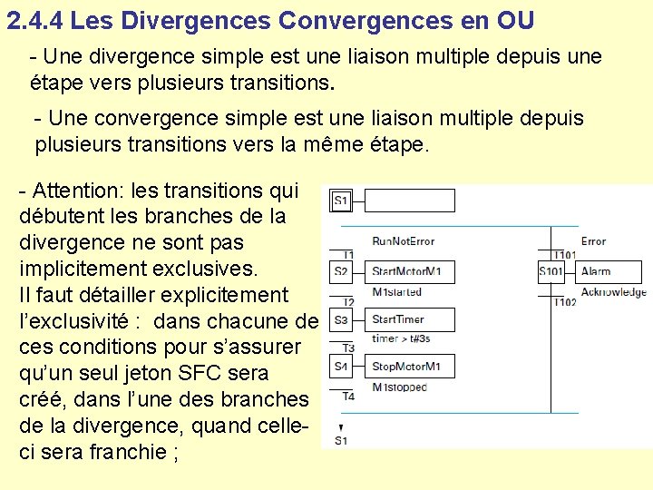 2. 4. 4 Les Divergences Convergences en OU - Une divergence simple est une