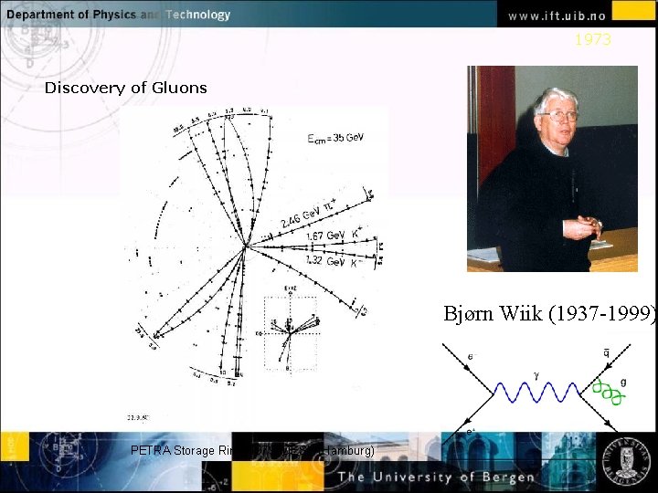 1973 Discovery of Gluons Normal text - click to edit Bjørn Wiik (1937 -1999)