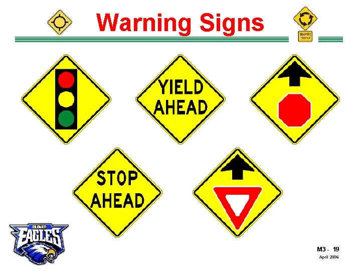 Warning Signs The Road to Skilled Driving M 3 - 19 April 2006 