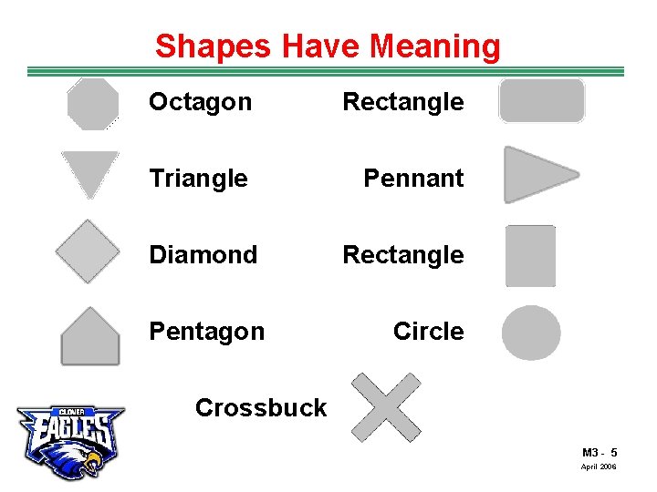 Shapes Have Meaning The Road to Skilled Driving Octagon Rectangle Triangle Pennant Diamond Rectangle