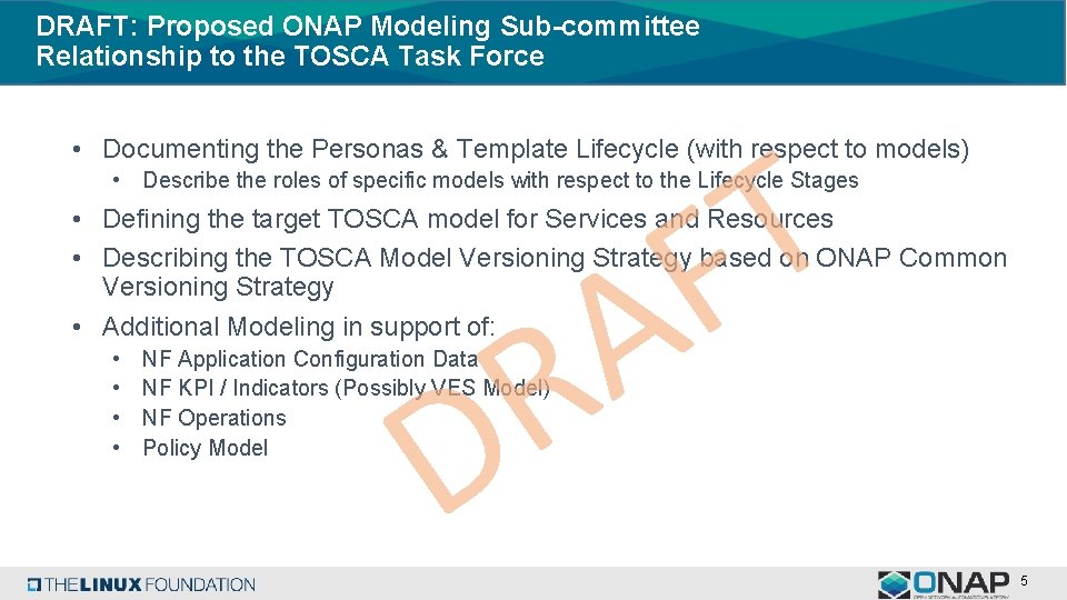 DRAFT: Proposed ONAP Modeling Sub-committee Relationship to the TOSCA Task Force T F A