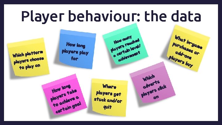 Player behaviour: the data tform Which pla choose players n to play o How