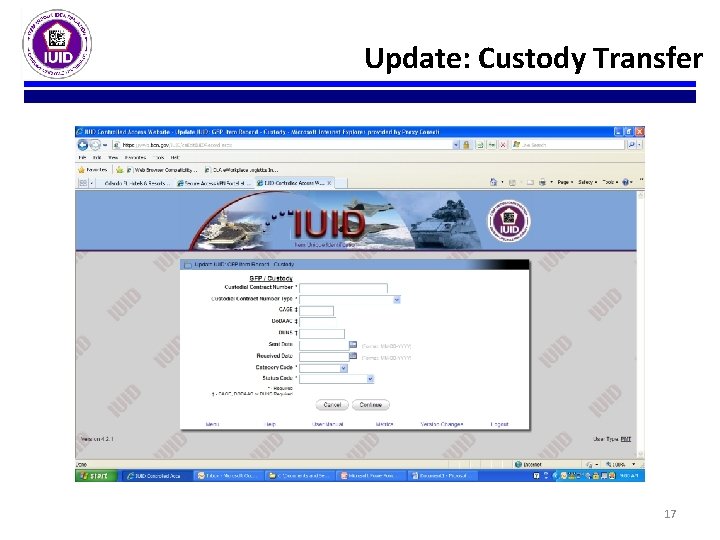 Update: Custody Transfer 17 Update: Custody Transfer 17