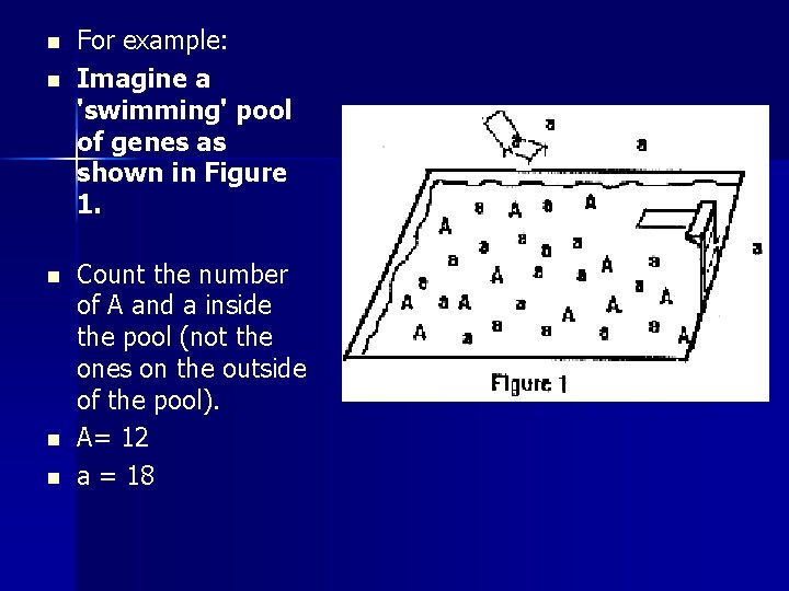 n n n For example: Imagine a 'swimming' pool of genes as shown in