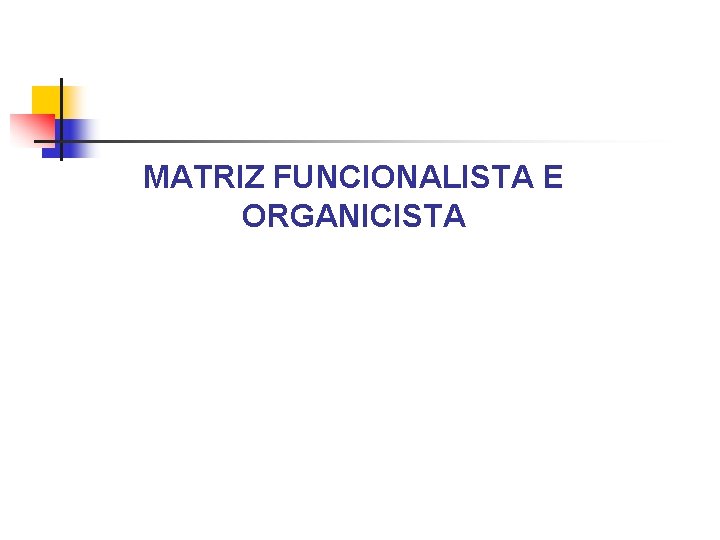 MATRIZ FUNCIONALISTA E ORGANICISTA 