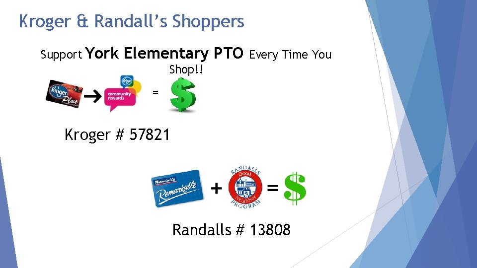 Kroger & Randall’s Shoppers Support York Elementary PTO Every Time You Shop!! = Kroger