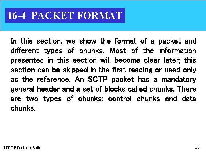 16 -4 PACKET FORMAT In this section, we show the format of a packet