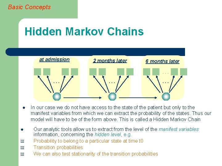 Basic Concepts Hidden Markov Chains at admission … l l Ш Ш Ш 2