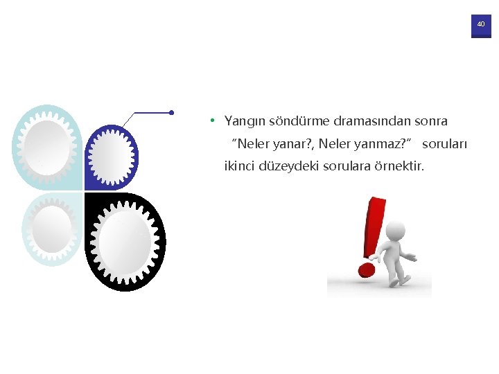 40 • Yangın söndürme dramasından sonra “Neler yanar? , Neler yanmaz? ” soruları ikinci