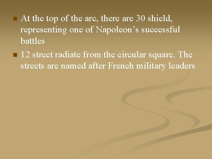 n n At the top of the arc, there are 30 shield, representing one