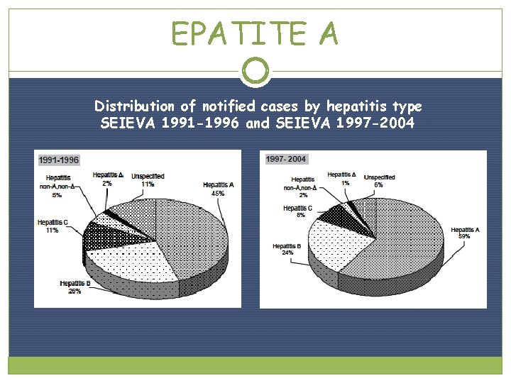 EPATITE A Distribution of notified cases by hepatitis type SEIEVA 1991 -1996 and SEIEVA