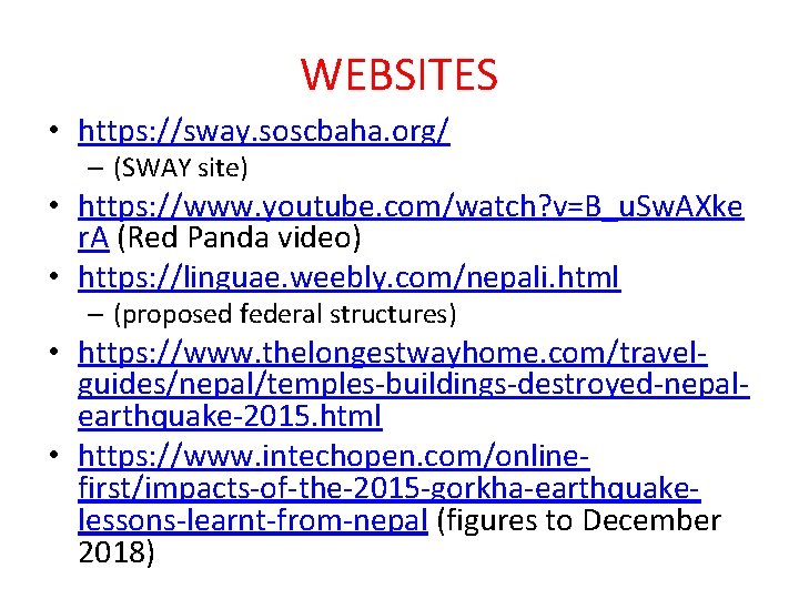 WEBSITES • https: //sway. soscbaha. org/ – (SWAY site) • https: //www. youtube. com/watch?