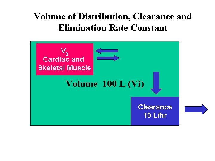 Volume of Distribution, Clearance and Elimination Rate Constant V V 2 Cardiac and Skeletal