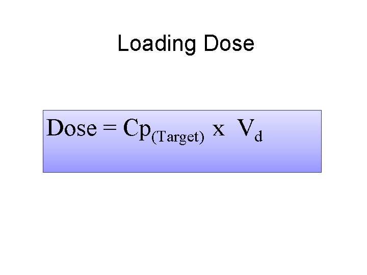 Loading Dose = Cp(Target) x Vd 