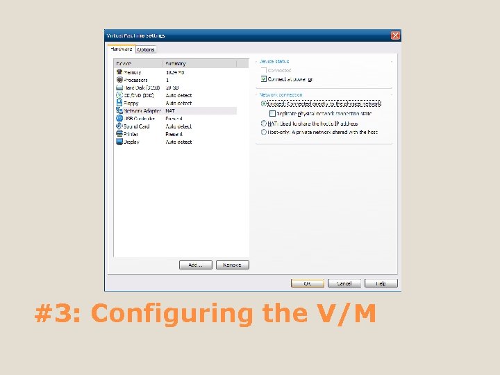 #3: Configuring the V/M 