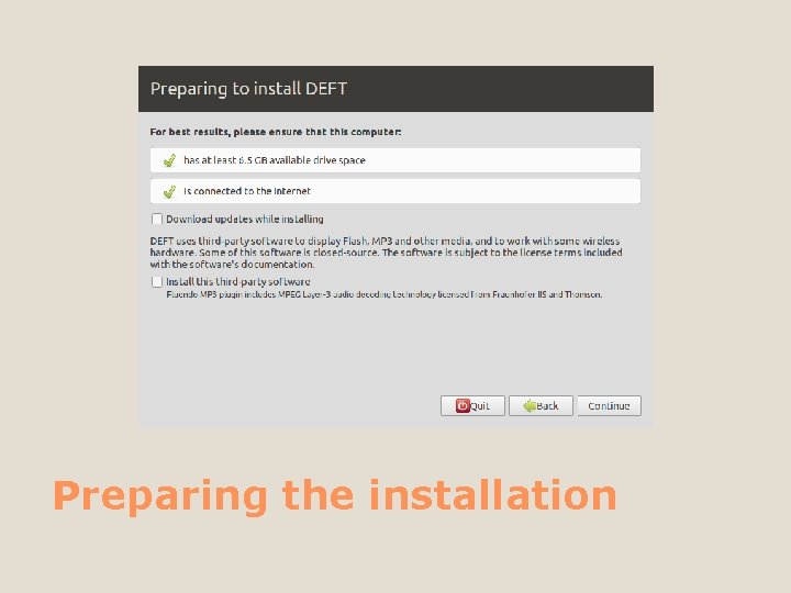 Preparing the installation 
