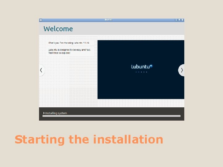 Starting the installation 