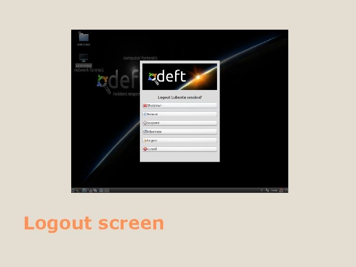 Logout screen 