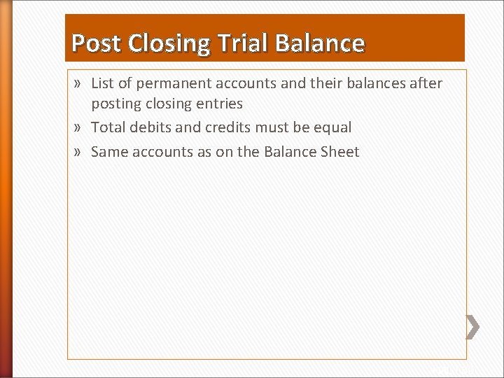 Post Closing Trial Balance » List of permanent accounts and their balances after posting