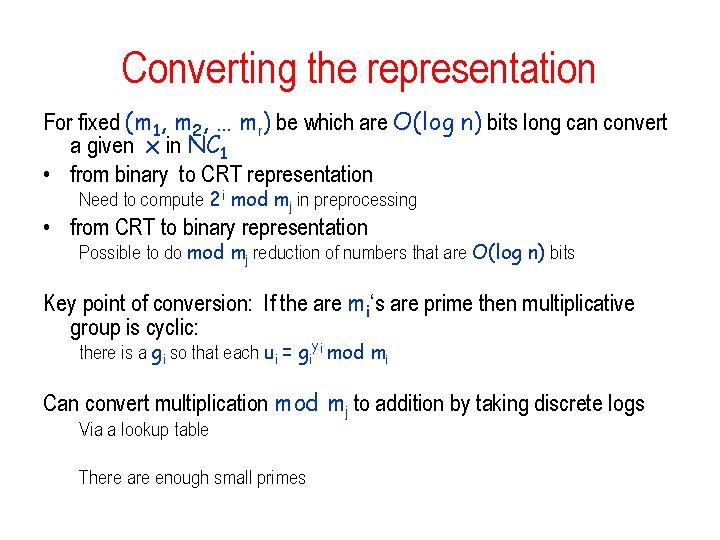 Converting the representation For fixed (m 1, m 2, … mr) be which are Converting the representation For fixed (m 1, m 2, … mr) be which are