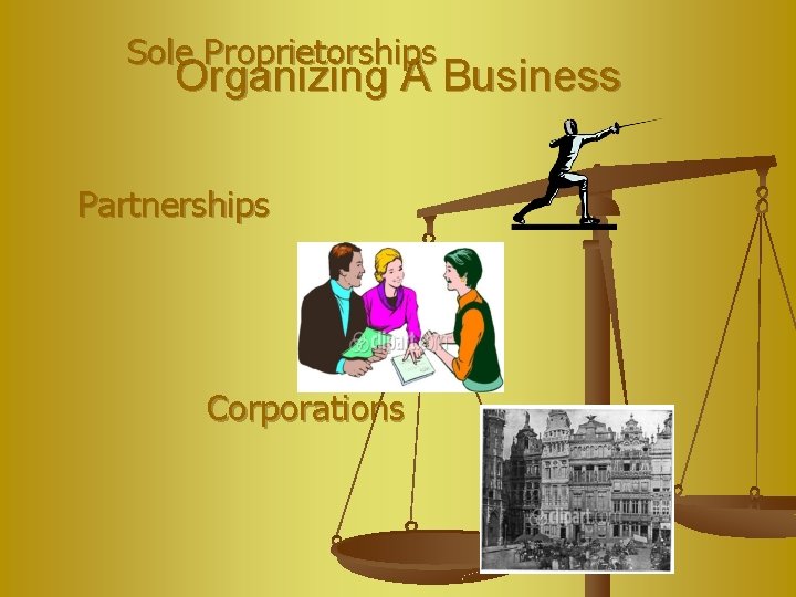 Sole Proprietorships Organizing A Business Partnerships Corporations 