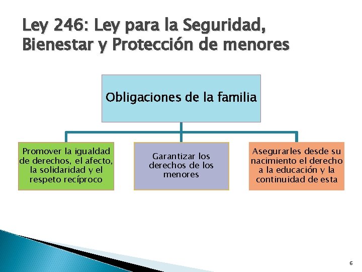 Ley 246: Ley para la Seguridad, Bienestar y Protección de menores Obligaciones de la