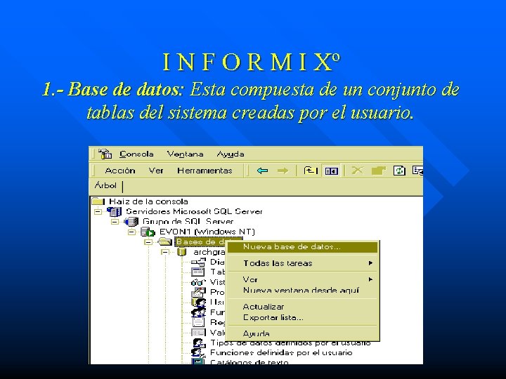 I N F O R M I Xº 1. - Base de datos: Esta I N F O R M I Xº 1. - Base de datos: Esta